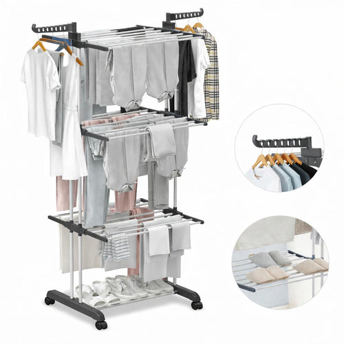 4 Tier Extra Large Clothes Airer Indoor Foldable Outdoor Laundry Dryer Rack Line Hangable Hanger Racks