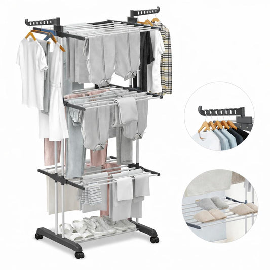 4 Tier Extra Large Clothes Airer Indoor Foldable Outdoor Laundry Dryer Rack Line Hangable Hanger Racks