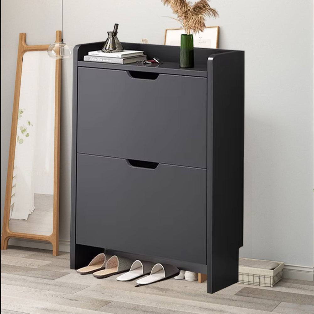 Shoe Cabinet with 2-Drawers, Storage Shoe Rack Organizer with Cut-out Handles, Entryway Hallway Furniture