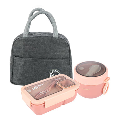 Bento box lunch set, leak proof meal preparation container, with insulated lunch bag and utensils, portable school office picnic travel lunch box