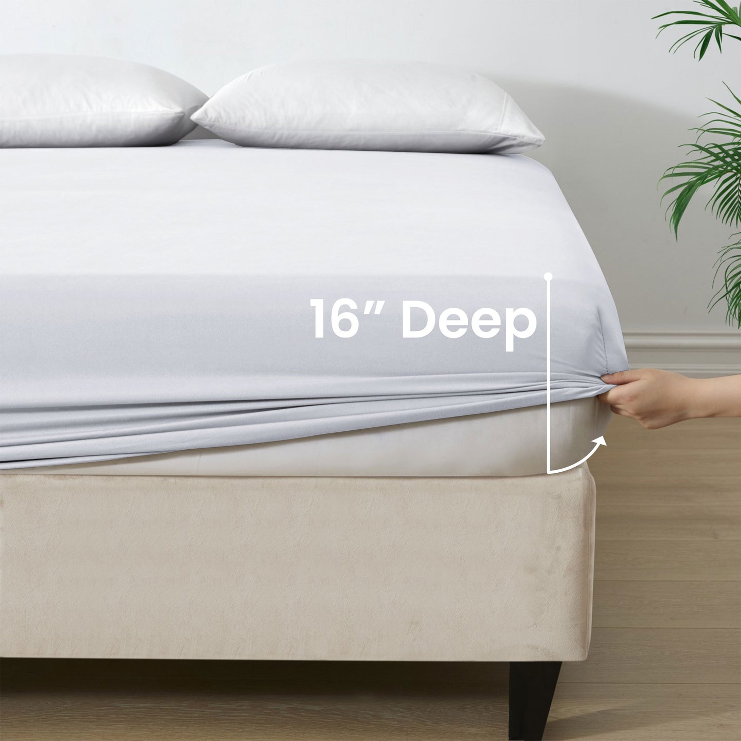 3pcs 40cm Extra Deep Fitted Sheet – Solid Color Soft & Comfortable Bed Sheet with 2pcs Matching Pillowcases, Breathable Fabric Soft Brushed Microfiber Bedding, Machine Washable for Home Bedroom, Hotel