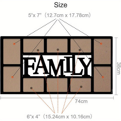 Multi Aperture Photo Picture Frame 74X38cm 3D Wall Mount Memories Picture Frame Multi Picture Frame Collage Aperture Decor for Family Bedroom Kitchen Dining Room