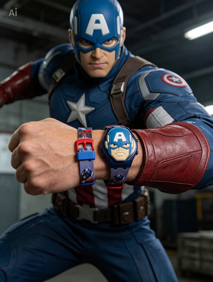 Marvel Kids Toys Light Up Watch for Boys & Girls – Hulk, Spider-Man, Iron Man & Captain America Toy Watch – Adjustable Watch Strap – Party Bag Fillers Kids – Fidget Toys – Toys for Boys Ages 3+
