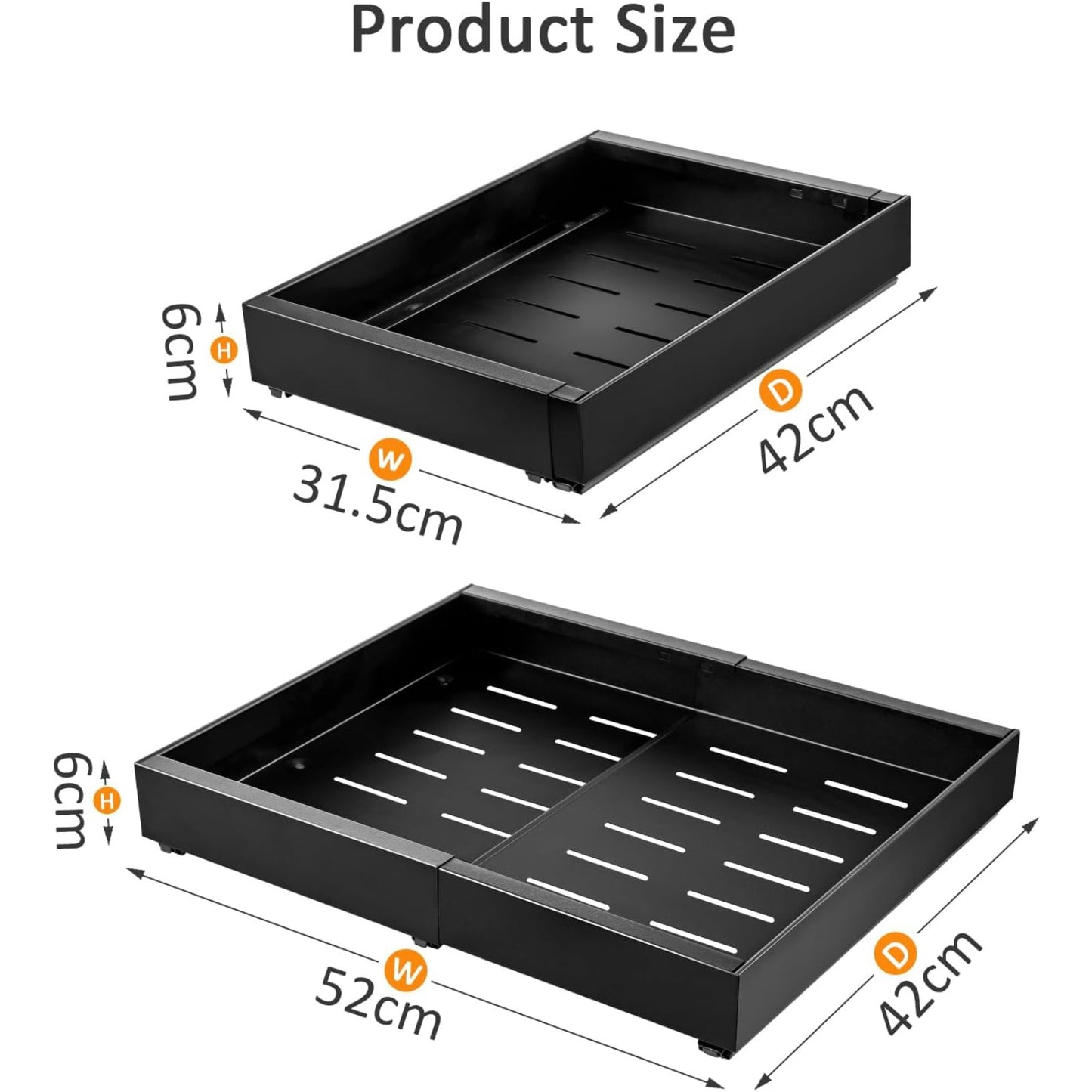 Pull Out Cabinet Organizer, Adjustable Expandable Slide Out Drawer, Roll-Out Sliding Drawer Organiser Shelf for Kitchen & Bathroom Storage,Easy Installation with Adhesive Film