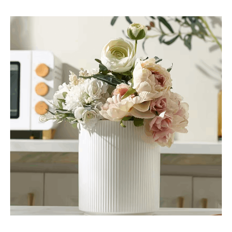 360° Rotating Ceramic Kitchen Organizer with Detachable Bamboo Base – Space-Saving Utensil Holder for Countertops, Perfect for Cooking Tools, Flower Vases, and Whisky Glasses, Kitchen Accessories