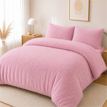 Duvet Cover Teddy Bear Fleece with Pillowcases in Single Double King Super King