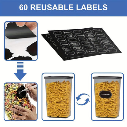 52pcs Food Storage Containers Set with Lids, Plastic Dry Food Canisters for RV Kitchen Pantry Organization, Dishwasher Safe, with Labels