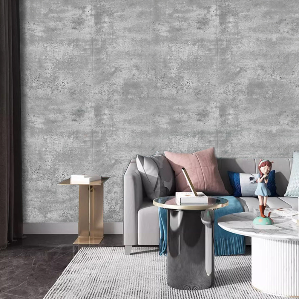 5mx60cm Grey Self Adhesive Wallpaper 60x500cm Concrete Effect Sticky Back Plastic Industrial Cement Vinyl Wrap Peel and Stick Kitchen Worktop Covering Sticky Back Plastic Furniture Sticker