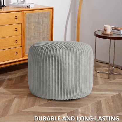 Jumbo Cord Footstool Pouffe, Round Shape Corduroy Bean Bag Ottoman Footrest for Lounge & Bedroom, Durable & Stylish Ergonomic Design