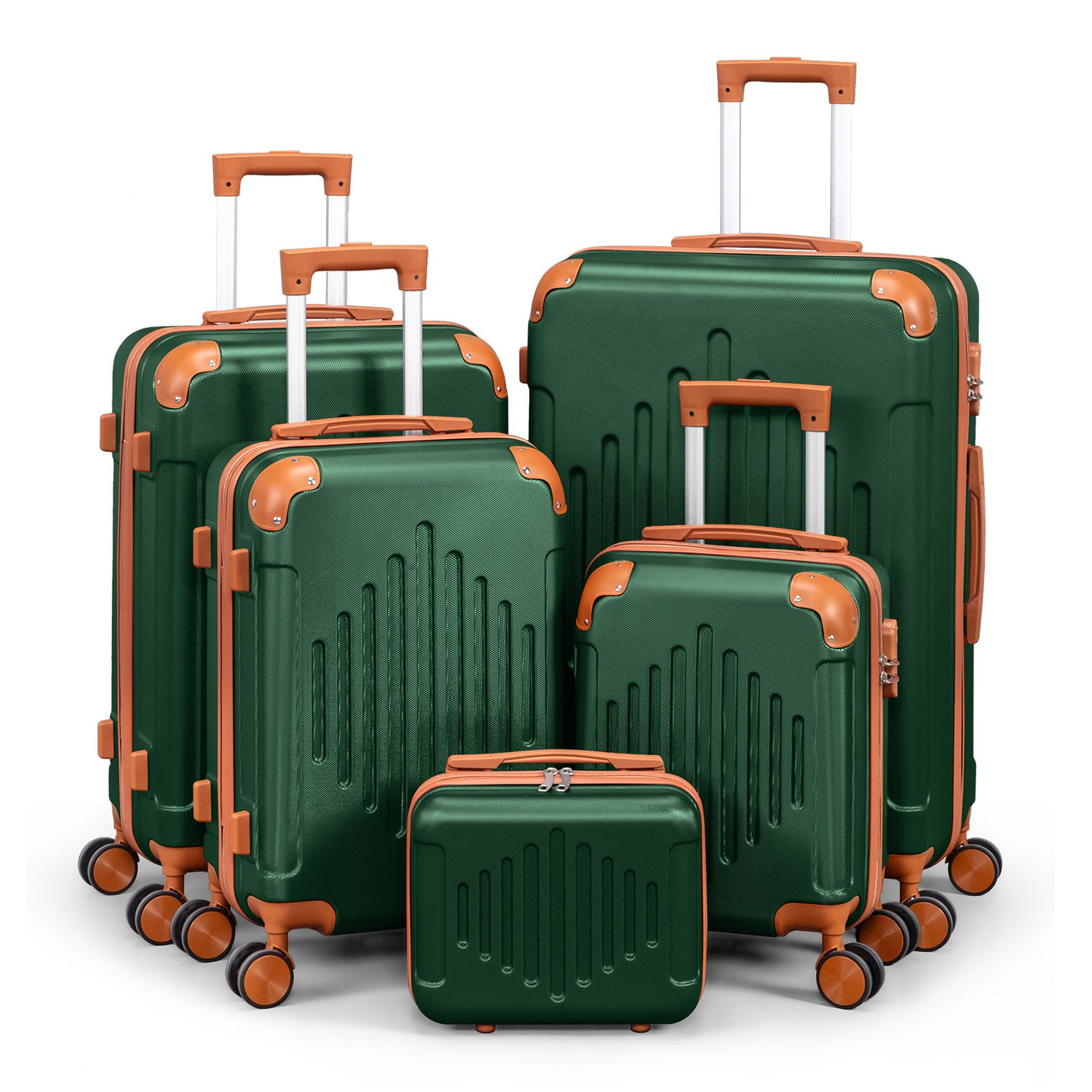 4/5pcs Hard Shell Luggage Set, Expandable & Lightweight Hardside Suitcase With 360° Spinner Wheels (12, 16, 20, 24, 28 Inch) - Stylish White Paired With Brown Luggage