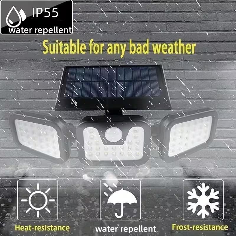 2-Pack Solar Wall Lights with 74 LEDs, 270° Wide Angle Motion Sensor Outdoor Security Light, 3 Lighting Modes, Waterproof Solar Powered Floodlight for Garage, Yard, Pathway, Front Door