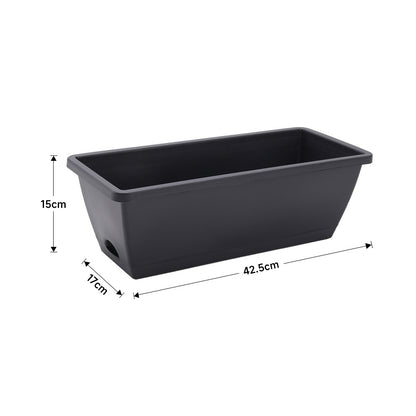 5pcs Balcony Vegetable Basin, Long Strip Horon Basin, Outdoor Creative Plastic Vegetable Planting Box, Available in White, Gray, Dark Green And Brick Red. Available Sizes: L42.5*W17*H14Cm/L49.5*W19*H*14Cm