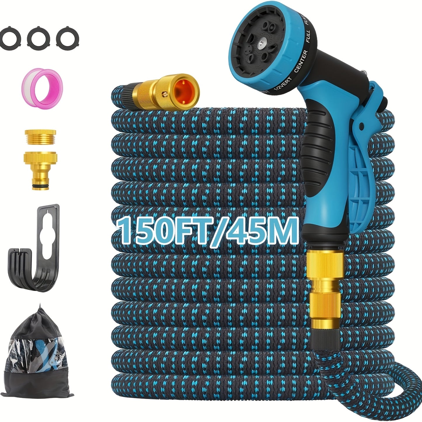 Expandable Garden Hose - Water Hose with 10 Function Spray Nozzles, Lightweight And Kink-Free Expandable Water Hose, for Washing And Watering (7.5/15/22.5/30/45M)