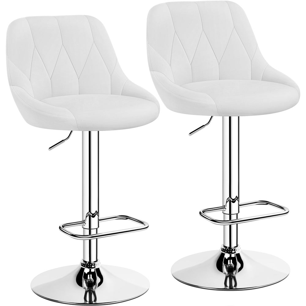 Costoffs 2PCS Bar Stools Faux Leather Swivel Barstools, Height Adjustable, Modern Bar Chairs with Ergonomic Backrest, Cushioned Seat, Chrome Footrest for Home Kitchen Island Bar Counter, Dark Grey/Black/Retro Brown/White/Light Grey