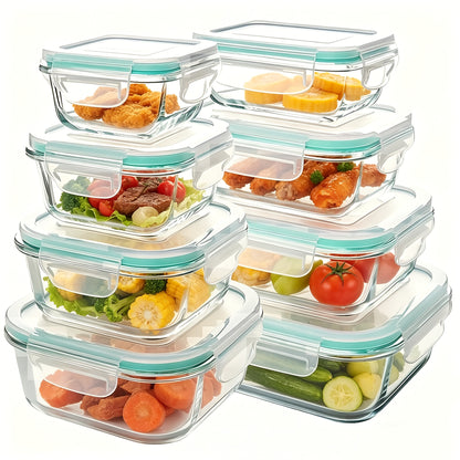 16pcs Sealed Glass Food Storage Containers, Lunch Boxes, Microwave Ovens, Ovens - Perfect for Salads, Fruits, Vegetables, And Sandwiches, Lunch Boxes | Sealed Storage | Durable Glass, Food Storage Containers (8 Lids And 8 Containers)