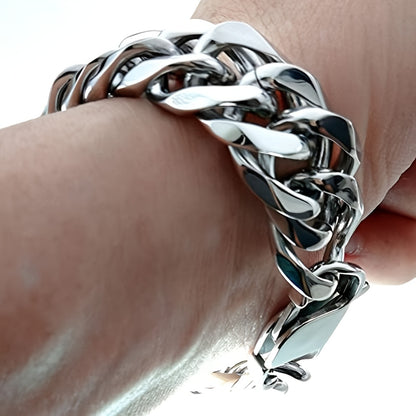 16/19/21Mm Width 316 Stainless Steel Curb Bracelet Hip Hop Party Men'S 316 Stainless Steel Bracelet Heavy Chain