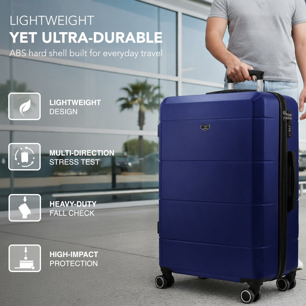 28 Inch Large Suitcase Lightweight ABS Hard Shell with TSA Lock & 4 Spinner Wheels - 75x49x29cm Check-In Luggage, Water-Resistant, UK Stock
