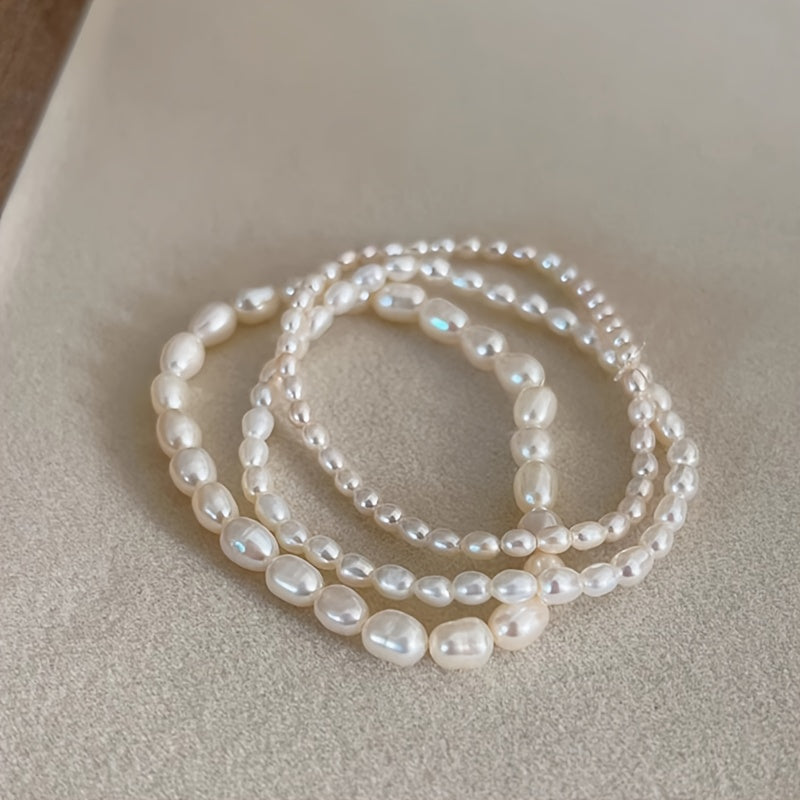 Dainty Freshwater Pearls Bracelet, Year-Round Wear, No Maintenance Required, Luxury Jewelry, November Birthstone Jewelry for Women & Men, Everyday & Special Occasions (Christmas/Graduation/Anniversary)