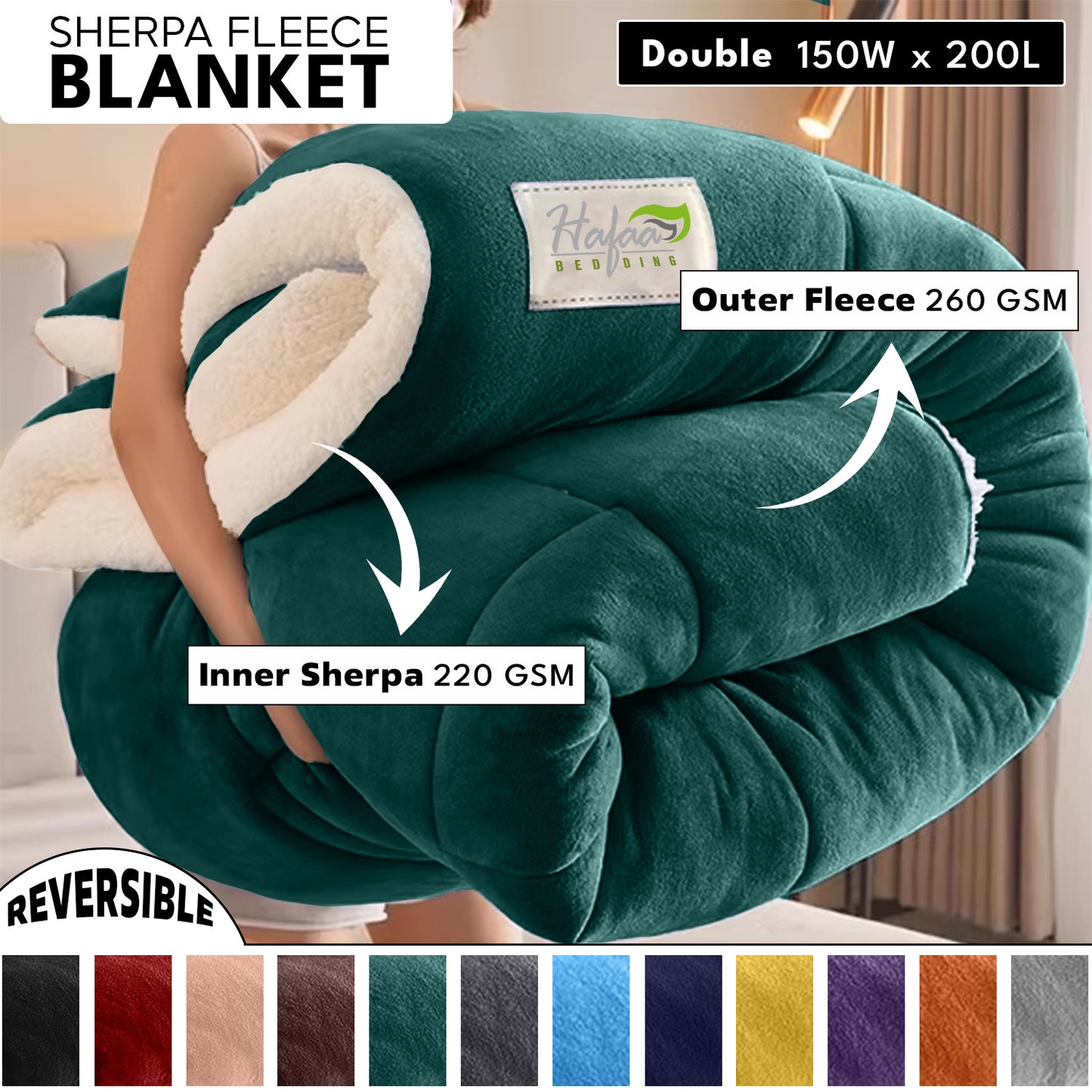 Soft Cozy Sherpa Blanket, Double-Sided Throw Blanket, Contemporary Design, Warm Throw for Couch, Bed, Office and Travel, Versatile All-Season, Perfect Holiday Gift