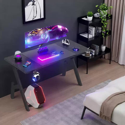 Whole Board Gaming Desk, 80 x 50 cm Gaming Table and 100 x 50 cm Gaming Table, Computer PC Desk for Home Office, A Shaped Gamer Table, Simple Assembly, Black