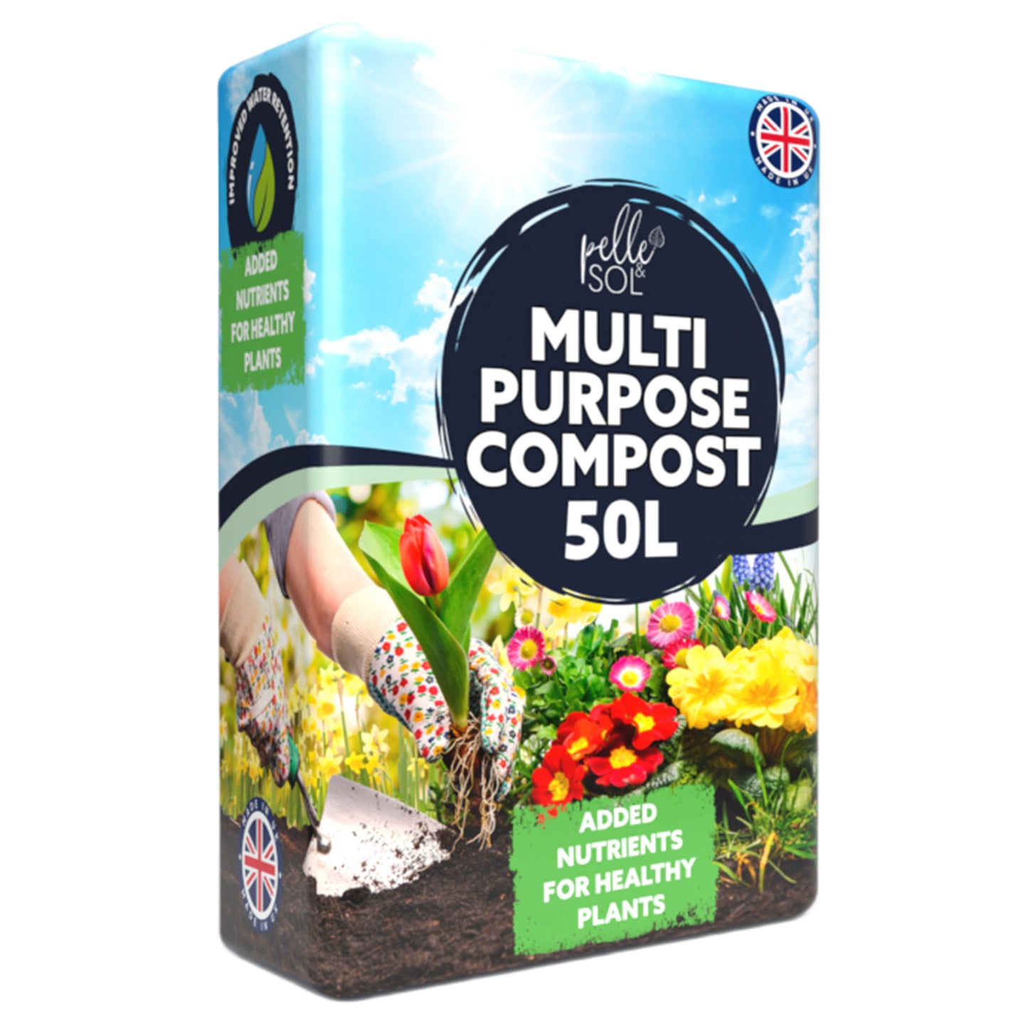 Pelle & Sol 10/20/40/50/60Ltr Multi Purpose Compost - Compost for Outdoor Plants & Soil for Plants Indoors - Potting Soil for Pots Plants Outdoor - All Purpose Nutrient Rich Fertiliser, Houseplant Potting Mix