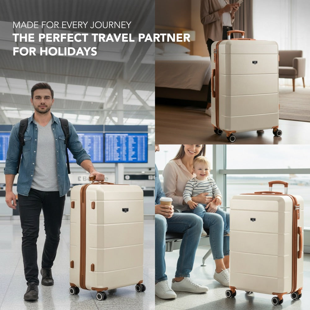 28 Inch Large Suitcase Lightweight ABS Hard Shell with TSA Lock & 4 Spinner Wheels - 75x49x29cm Check-In Luggage, Water-Resistant, UK Stock
