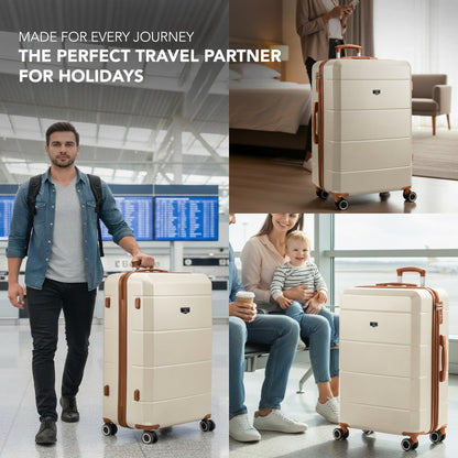 28 Inch Large Suitcase Lightweight ABS Hard Shell with TSA Lock & 4 Spinner Wheels - 75x49x29cm Check-In Luggage, Water-Resistant, UK Stock