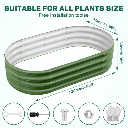 Modern Striped Metal Garden Planter, Oval, Rectangular, Multiple Components, 120Cm X 60Cm X 30Cm, 180 X90 X30Cm, Outdoor Galvanized Steel Raised Bed, Perfect for Growing Fruits, Vegetables, Flowers And Herbs - 1pc