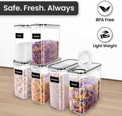 AEX Airtight Food Storage Containers – BPA-Free Plastic Food Storage Containers with 4-Way Lock Lids, Leakproof Dry Food Storage for Cereal, Flour, Sugar & Pasta Stackable Pantry Containers Set Options
