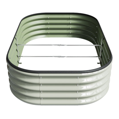 Galvanized Planter Garden Boxes Outdoor, Oval Large Metal Galvanized Raised Garden Bed for Vegetables, 2 Sizes 2 Colours Available