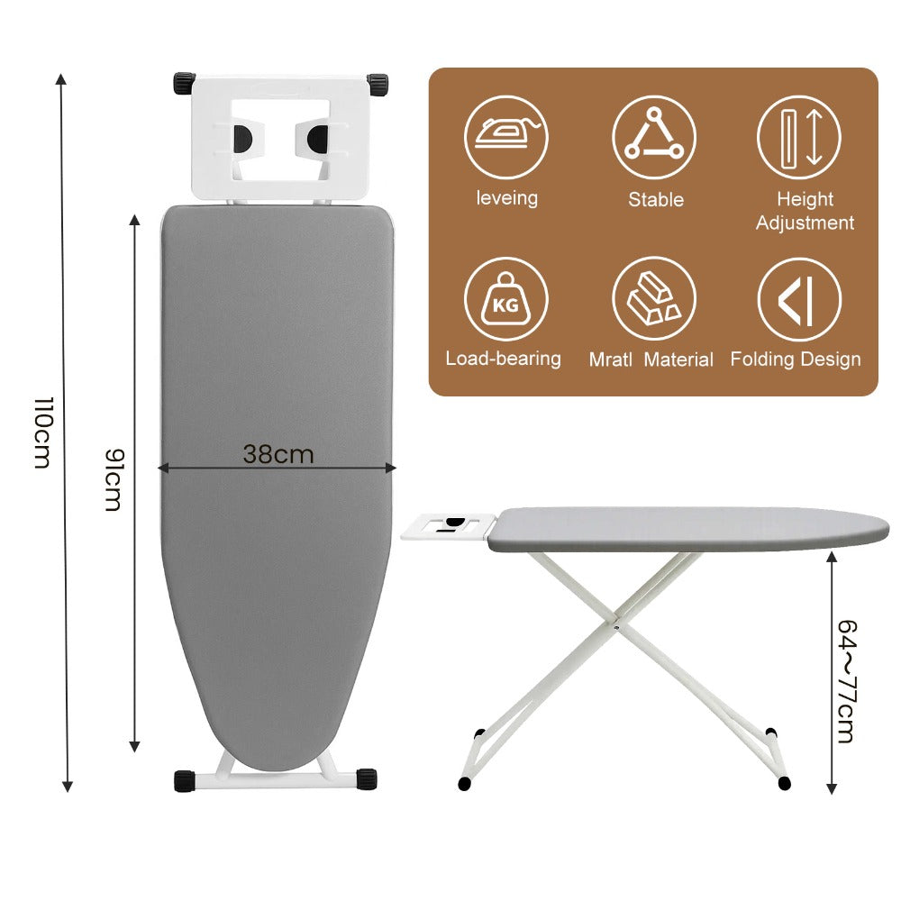 Ironing Boards Adjustable Heights Cotton Cover with Iron Rest TopIron Board Universal Extra Wide Lightweight Iron Board Rack
