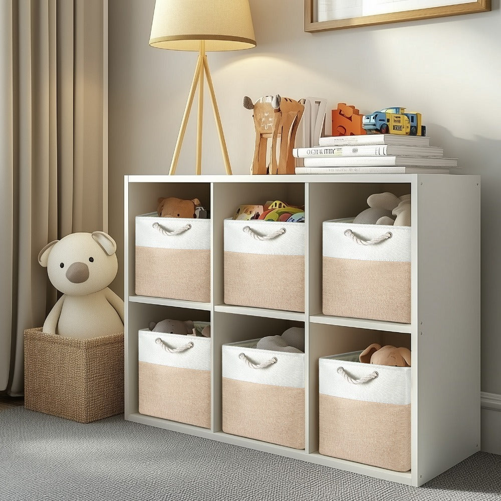 4x Collapsible Organiser 33x33x38 Cm Shelf Basket With Handles For Shelves Closets And Wardrobes Fabric Storage Basket