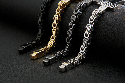 304 304 304 304 Stainless Steel Men'S Cross Curved Plate Personalized Retro Bracelet Men'S Imperial Paper Clip Chain Jewelry
