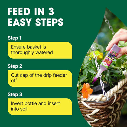 Doff Hanging Basket & Tub Drip Feed 10x30ml Bottles Fast-Acting Plant Food & Fertilizer for Healthy Growth
