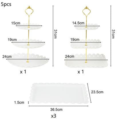 10/5pcs Cupcake Stand with Two-Tier Cake Stands Three-Tier Cake Stands Appetizer Trays for Wedding Baby Shower Tea Party