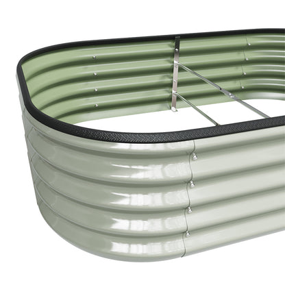 Galvanized Planter Garden Boxes Outdoor, Oval Large Metal Galvanized Raised Garden Bed for Vegetables, 2 Sizes 2 Colours Available