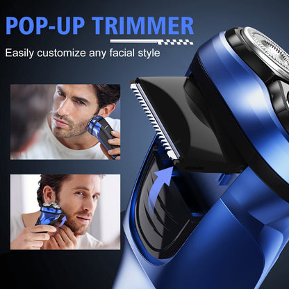 Electric Razor for Men, Electric Shaver for Men Face, Rechargeable Shaver with Pop Up Trimmer
