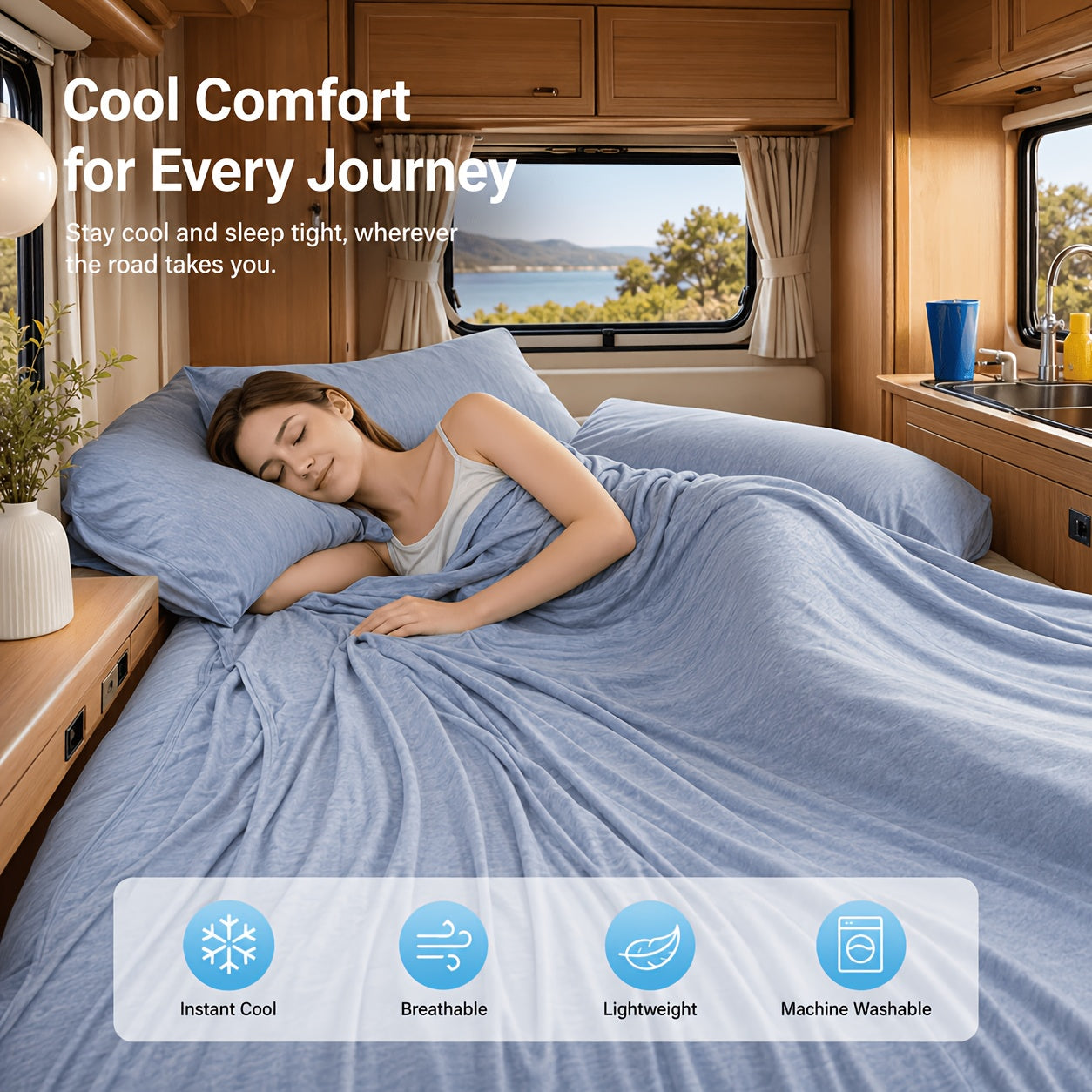 Arc-Chill 3.0 Cooling Blanket for RV Travel, Ultra Soft Lightweight Summer Cooling Throw, Breathable Cold Touch Fabric for Hot Sleepers, Night Sweats, Bed, Couch, All Season, Machine Washable