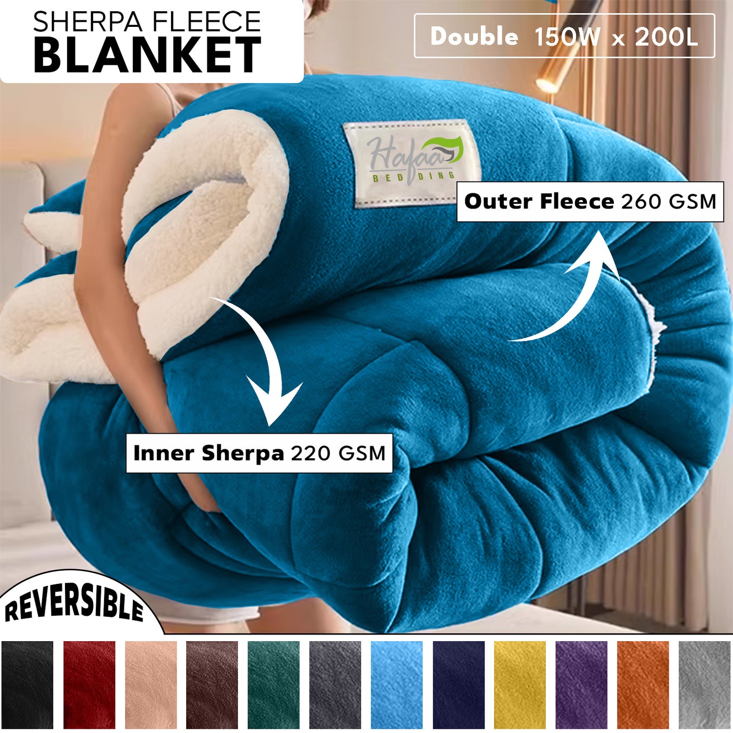 Soft Cozy Sherpa Blanket, Double-Sided Throw Blanket, Contemporary Design, Warm Throw for Couch, Bed, Office and Travel, Versatile All-Season, Perfect Holiday Gift