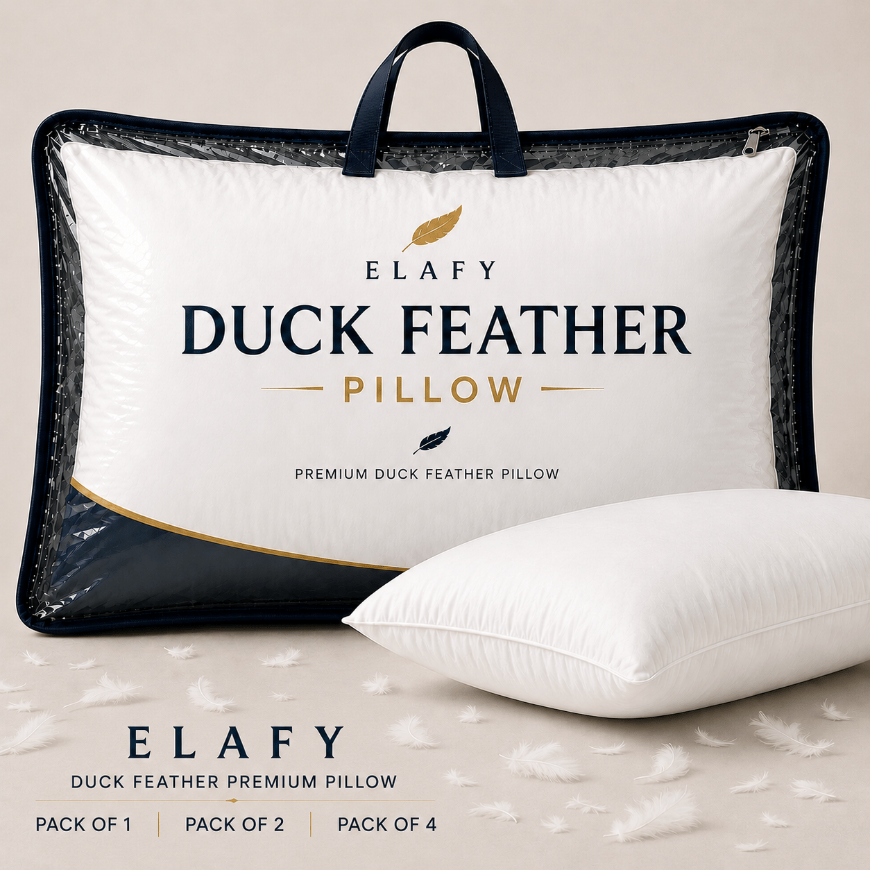 Duck Feather & Down Pillows Fluffy Filled Hotel Quality 100% Soft Luxury Microfiber Pack of 1or 2 & 4 From Local Warehouse