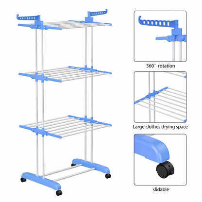 4 Tier Extra Large Clothes Airer Indoor Foldable Outdoor Laundry Dryer Rack Line Hangable Hanger Racks