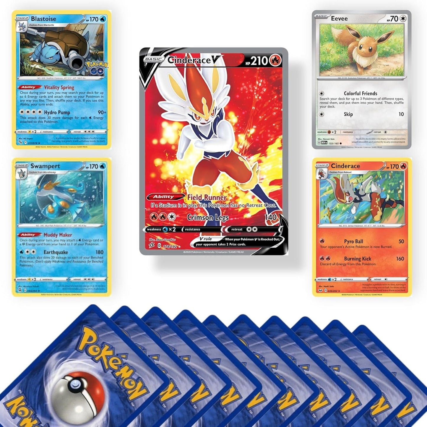 Genuine Pokémon Card Bundle, 20 Cards Including 4 Holo Rare Cards and 1 Ultra Rare EX, V, GX, VMAX, or VSTAR Card