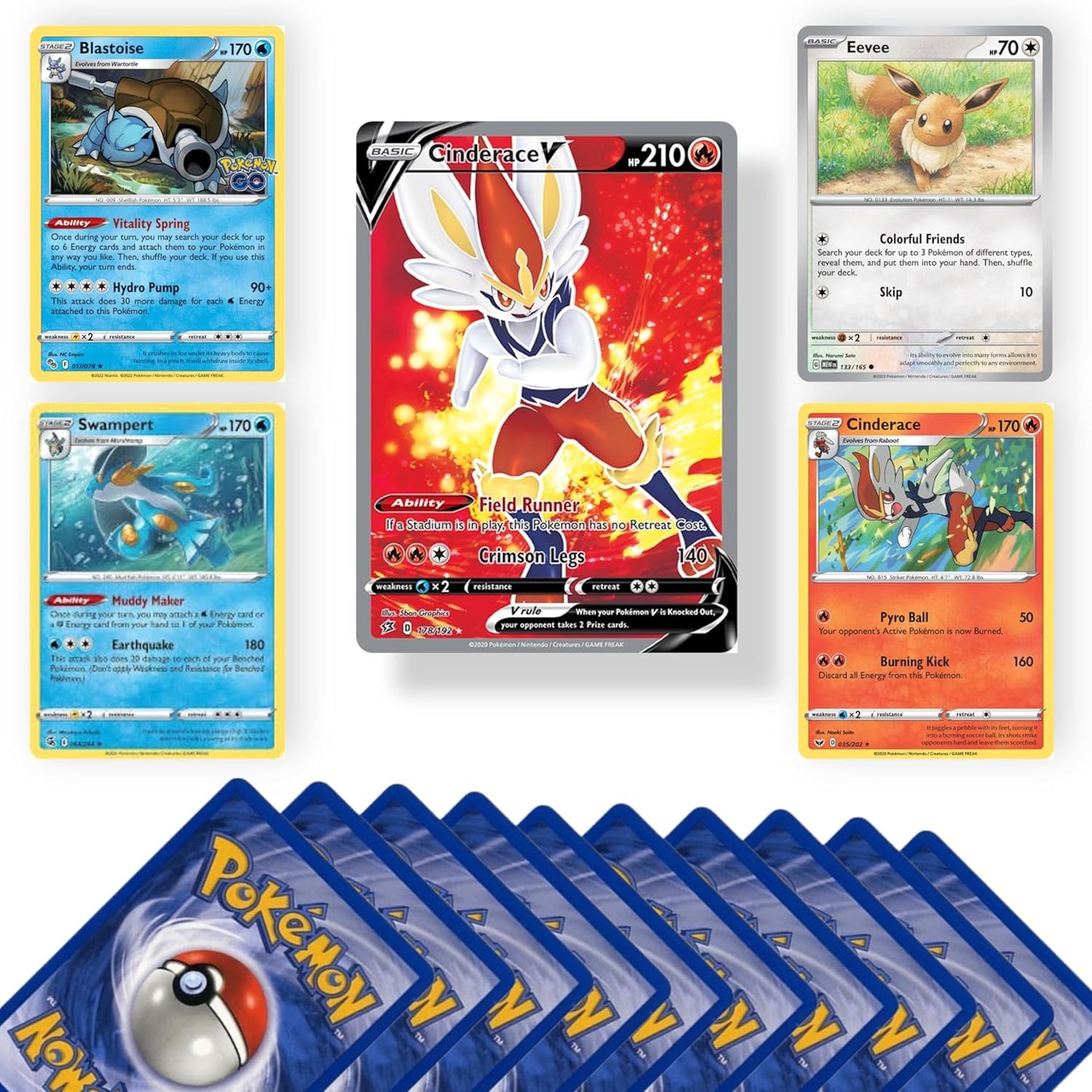 Genuine Pokémon Card Bundle, 20 Cards Including 4 Holo Rare Cards and 1 Ultra Rare EX, V, GX, VMAX, or VSTAR Card