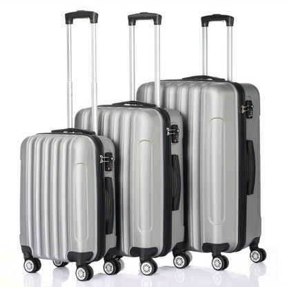 3 Piece ABS Suitcase Set Lightweight Hard Shell Carry-On Hand Luggage Trolley Case 4 Spinner Wheels Travel Set Blue Black Grey Red