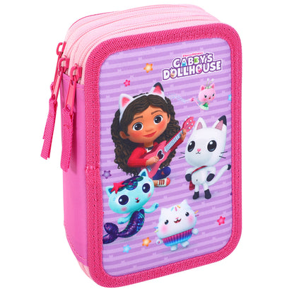 Gabby's Dollhouse 3 Tier Large Pencil Case Multi Compartment School Supplies Stationery Colouring Pens Pencils Sets