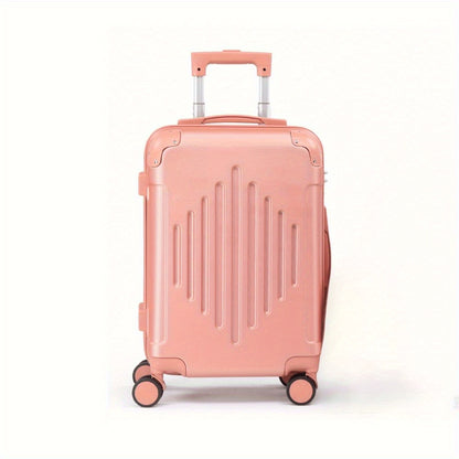 of Trolley Cases in Sizes 12, 16, 20, 24, And 28 Inches, Featuring a Stylish Diamond Stripe Design with Reinforced Corners, Made from Durable ABS Material, Perfect for Travelers on Extended Trips