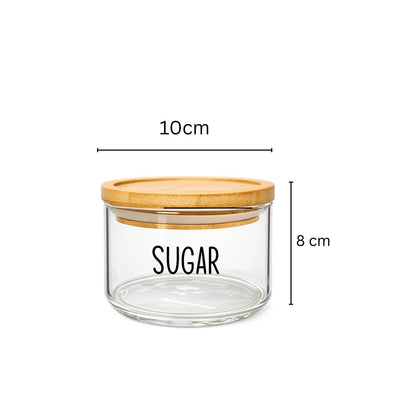 Set of 3 Stackable Glass Storage Jars with Airtight Bamboo Lids – Clear Kitchen Storage Canisters for Tea, Coffee, Sugar, Space-Saving Pantry Organiser