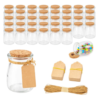 40pcs small glass jars, 200ml/7oz clear medicine bottles, suitable for weddings, party favors, spice storage, bath salts, etc. - Mini containers