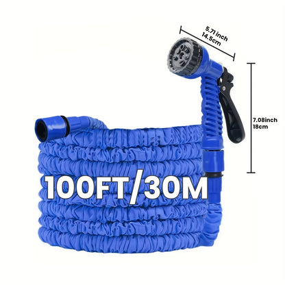 100ft Expandable Garden Hose Pipe, Flexible Expanding Magic Hose with 3/ 4", 1/ 2" Fittings, Garden Hose with 7 Function Spray Nozzle