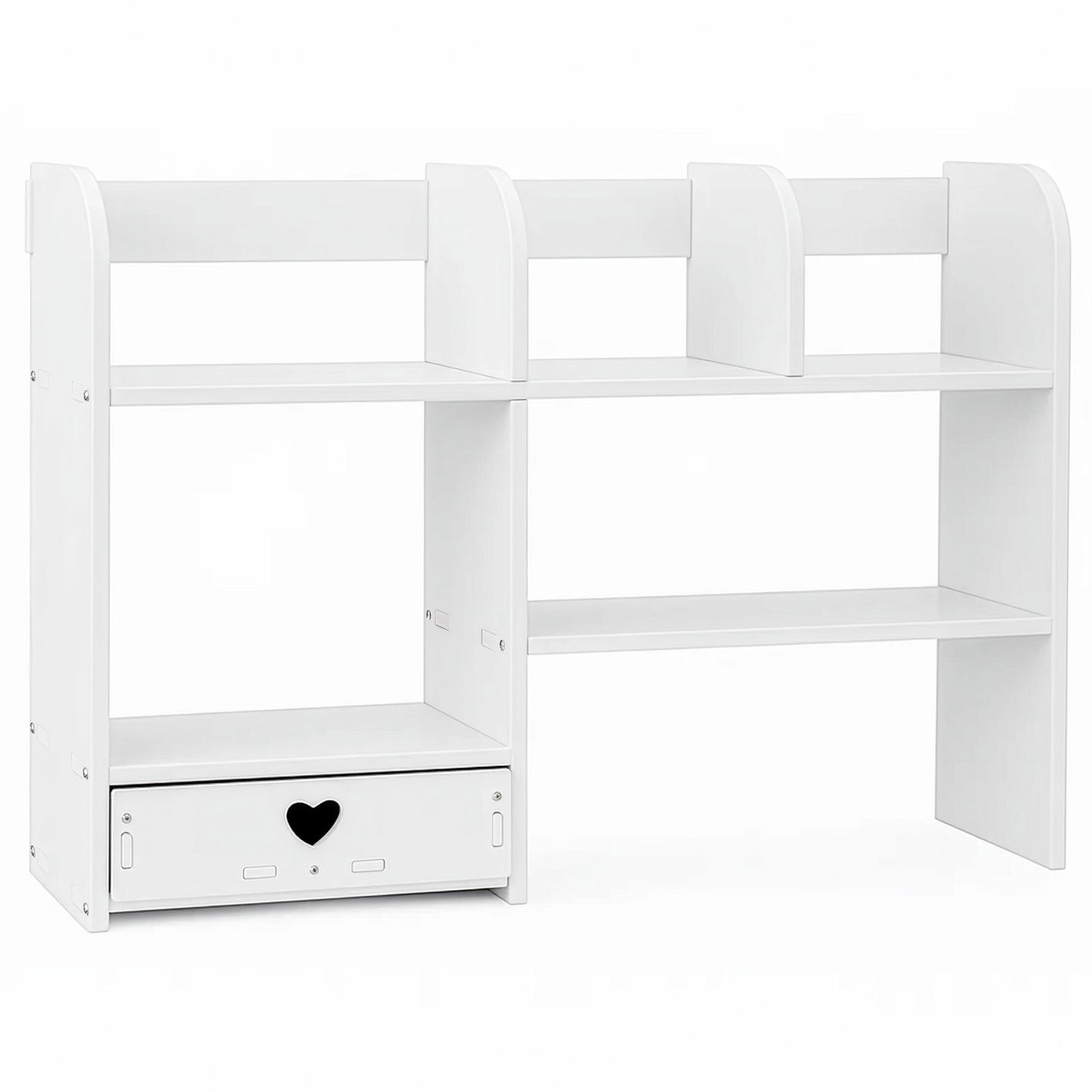 Multi-Layer Elevated Desktop Shelf, Rectangular Fiberboard Storage Organizer, Painted Finish, Cosmetic and Accessory Holder for Dressing Table and Desk